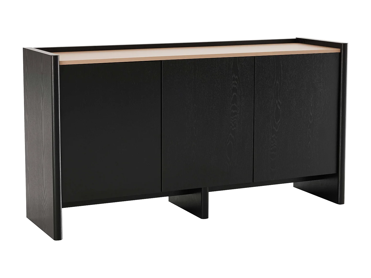 Buffet 3 portes moderne rectangulaire L140 cm bois noir