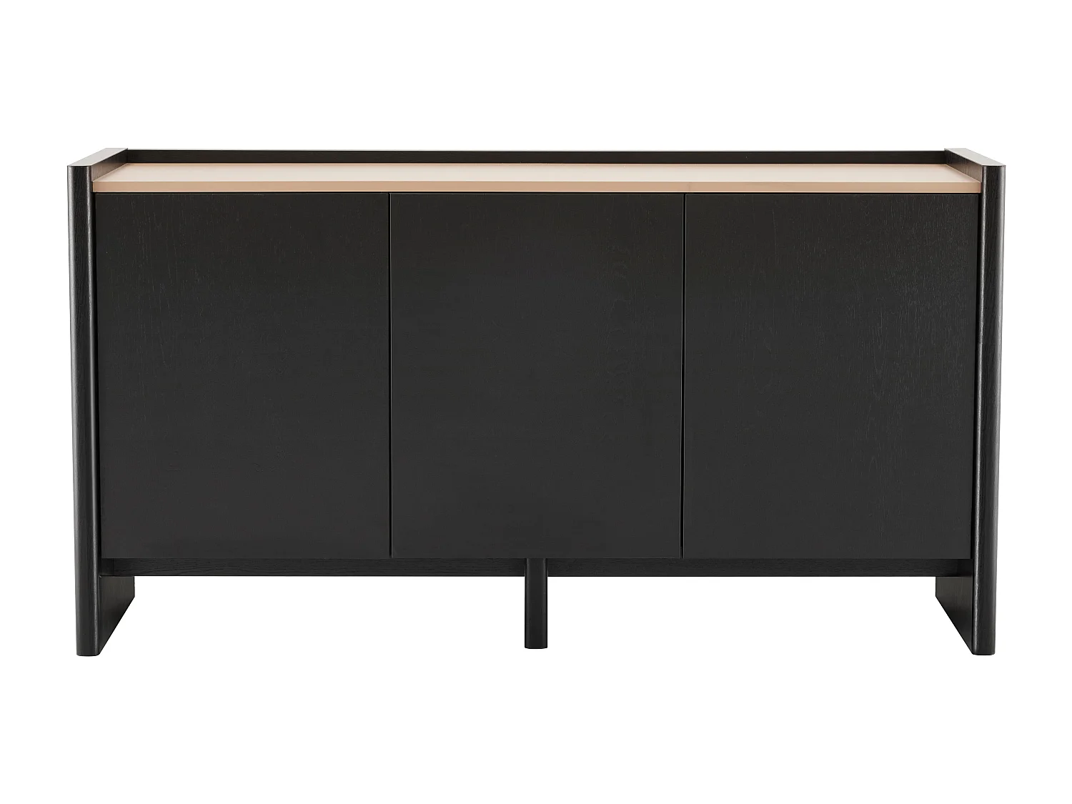 Buffet 3 portes moderne rectangulaire L140 cm bois noir