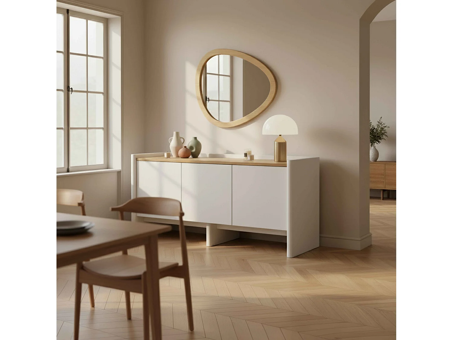 Moderne rechthoekige buffetkast met 3 deuren L140 cm wit