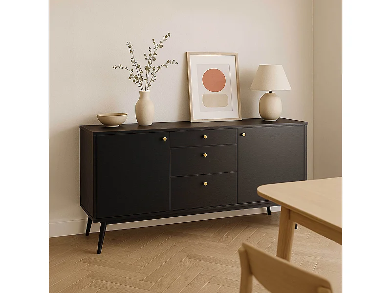 Donker Madeira design apparaat met 2 deuren en 3 cajones zwart