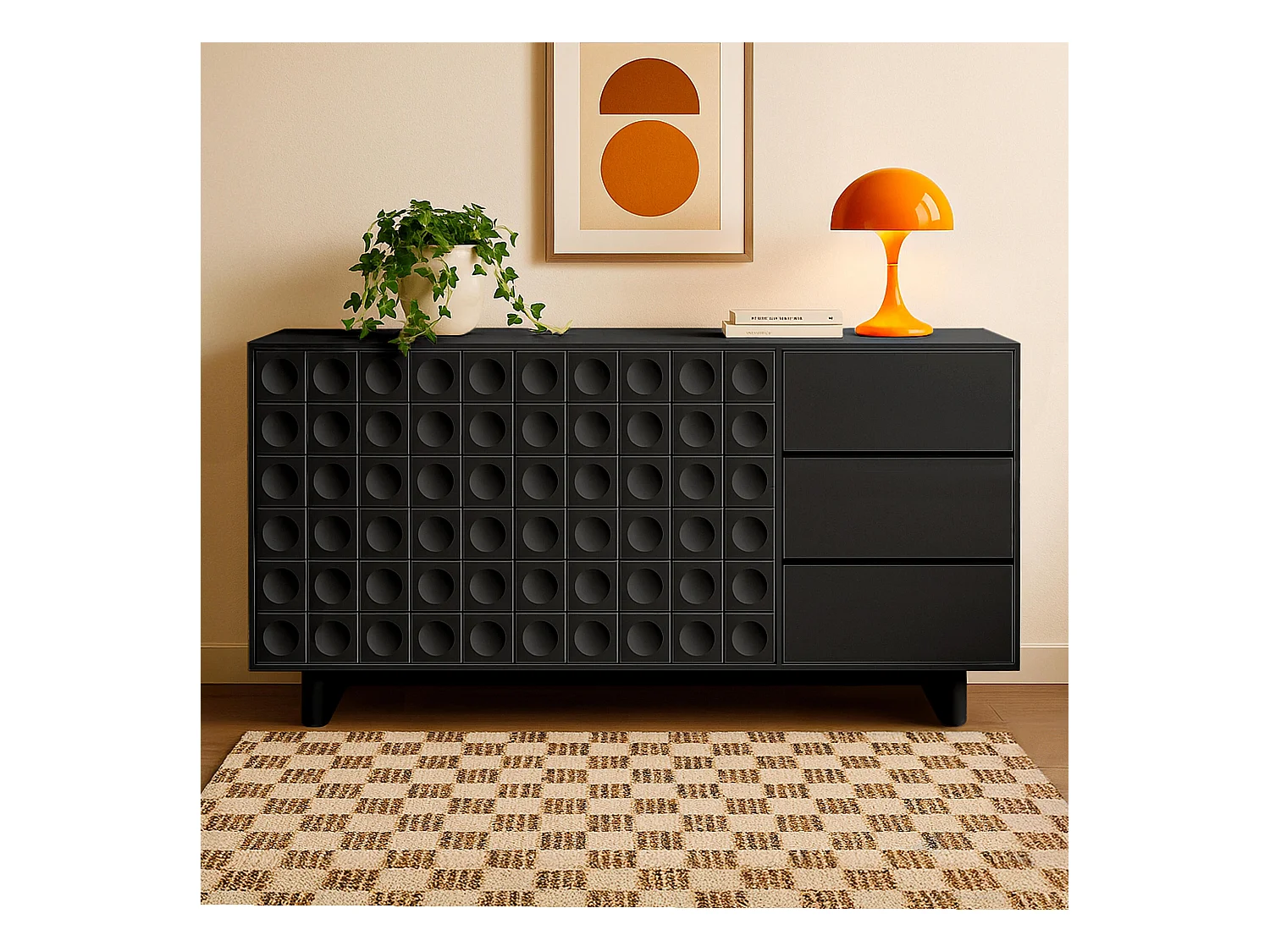Buffet moderne rectangulaire L160 cm noir