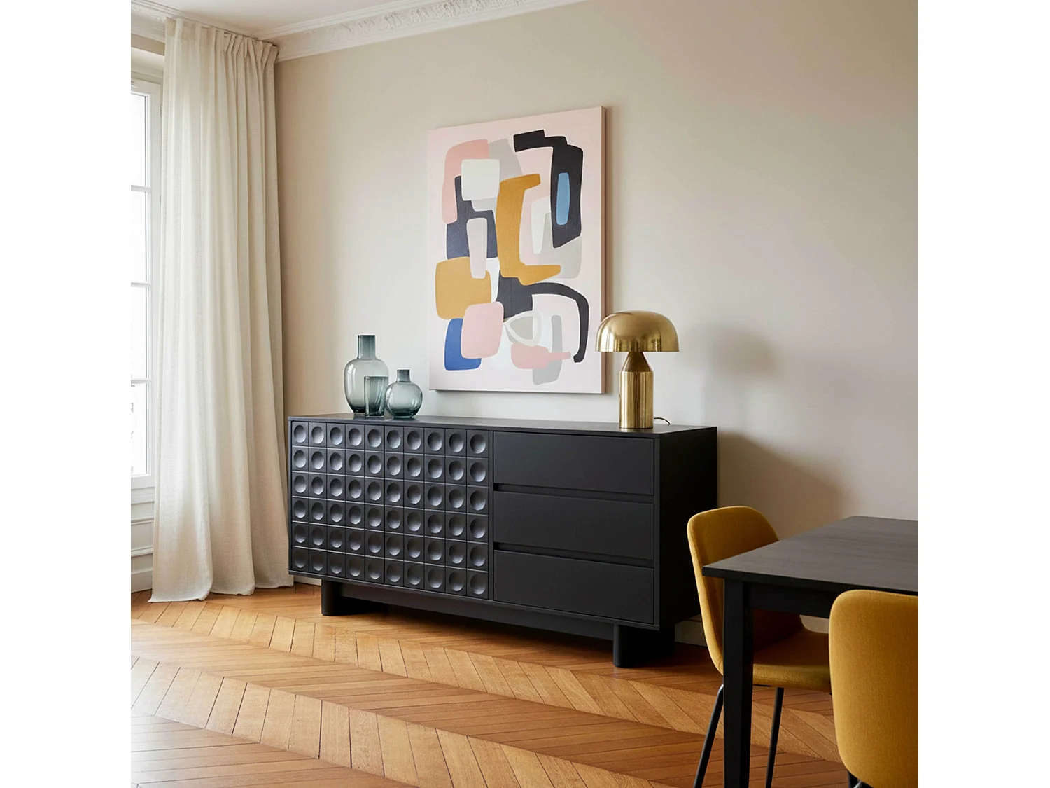 Buffet moderne rectangulaire L160 cm noir