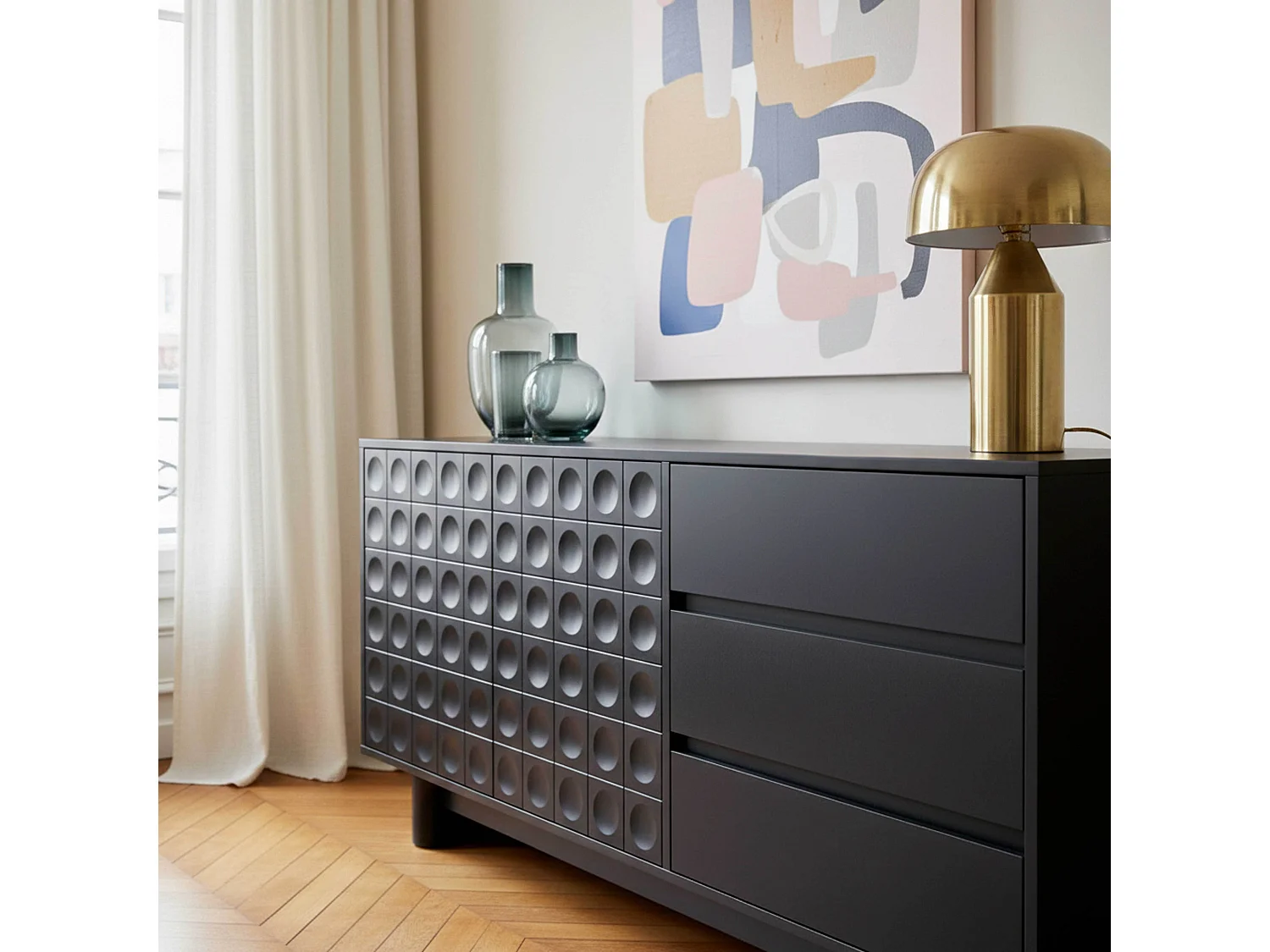 Buffet moderne rectangulaire L160 cm noir