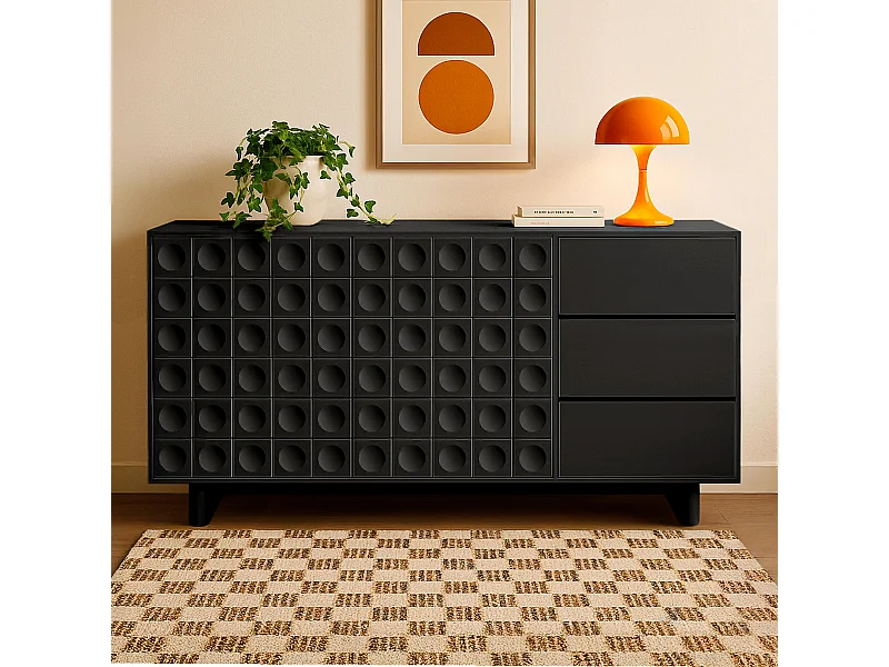 Buffet moderne rectangulaire L160 cm noir