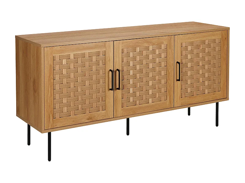 Scandinavisch rechthoekig 3-deurs dressoir L150 cm hout