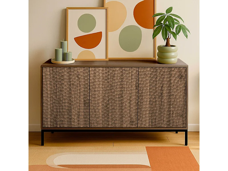 Modern rechthoekig 3-deurs dressoir L147 cm donker hout