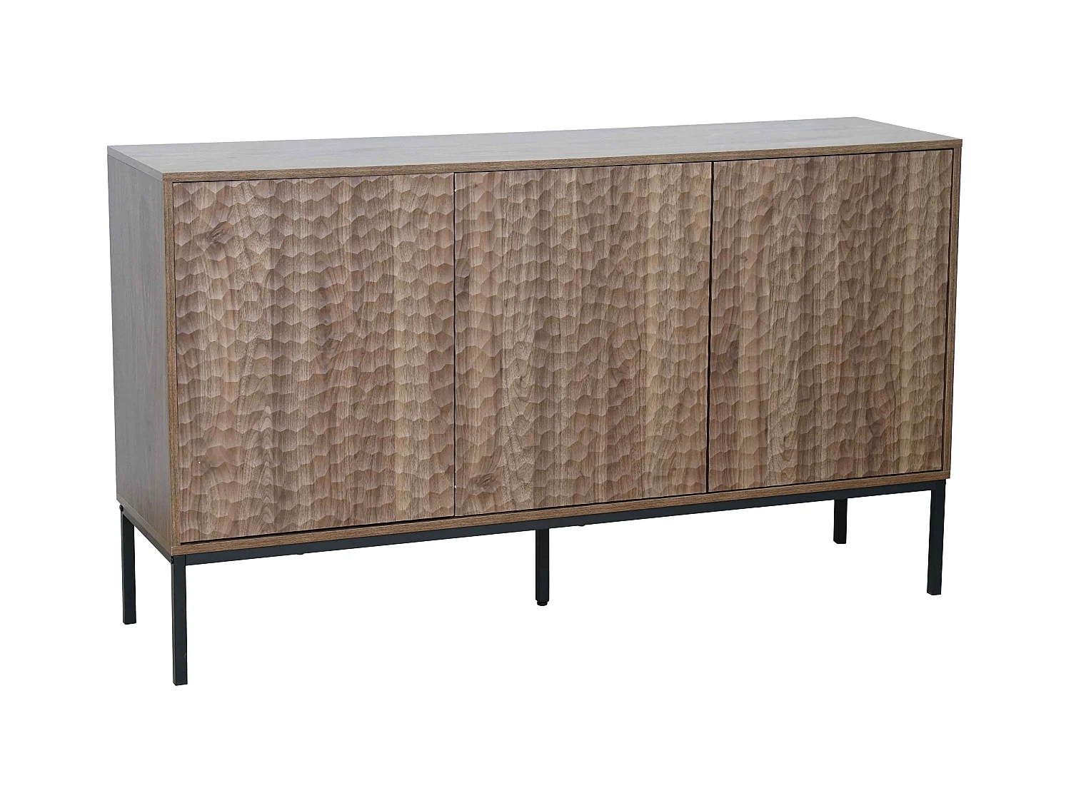 Buffet 3 portes moderne rectangulaire L147 cm bois foncé