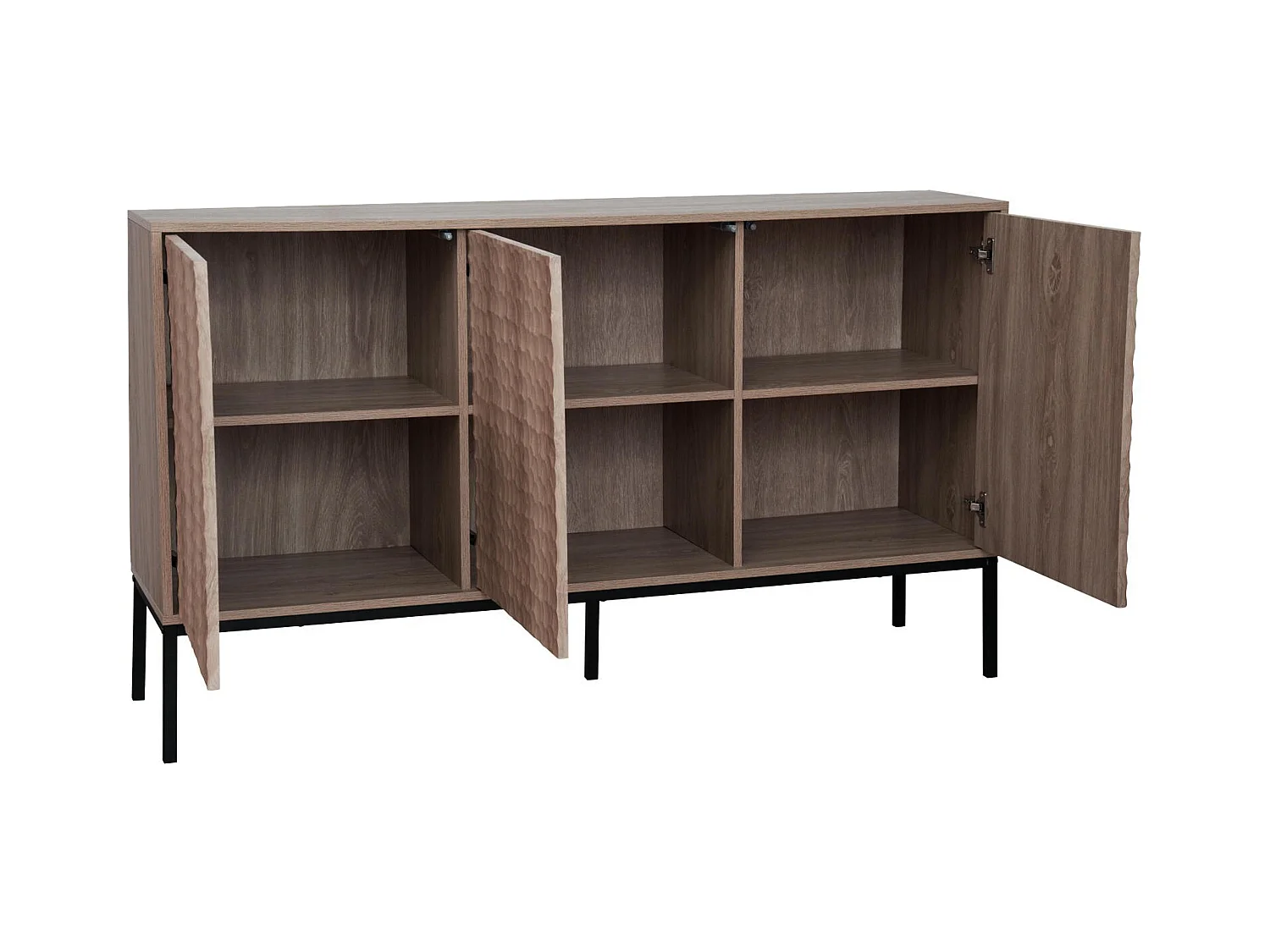 Buffet 3 portes moderne rectangulaire L147 cm bois foncé