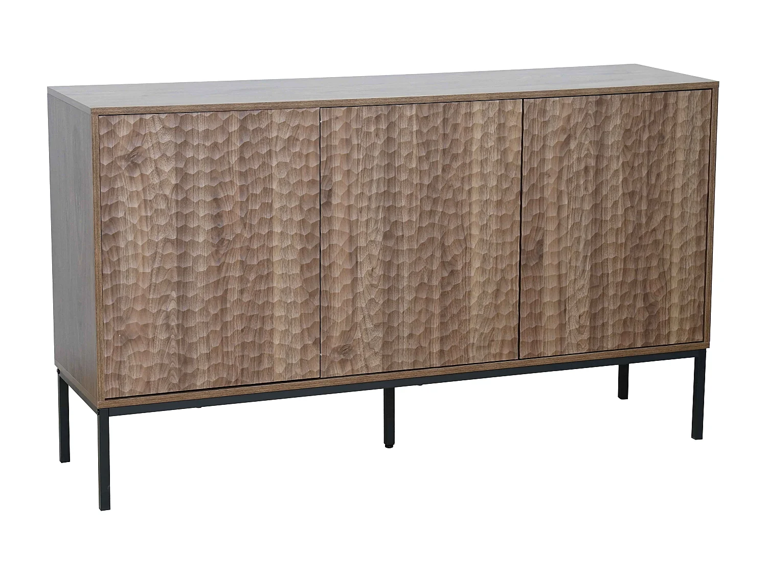 Buffet 3 portes moderne rectangulaire L147 cm bois foncé