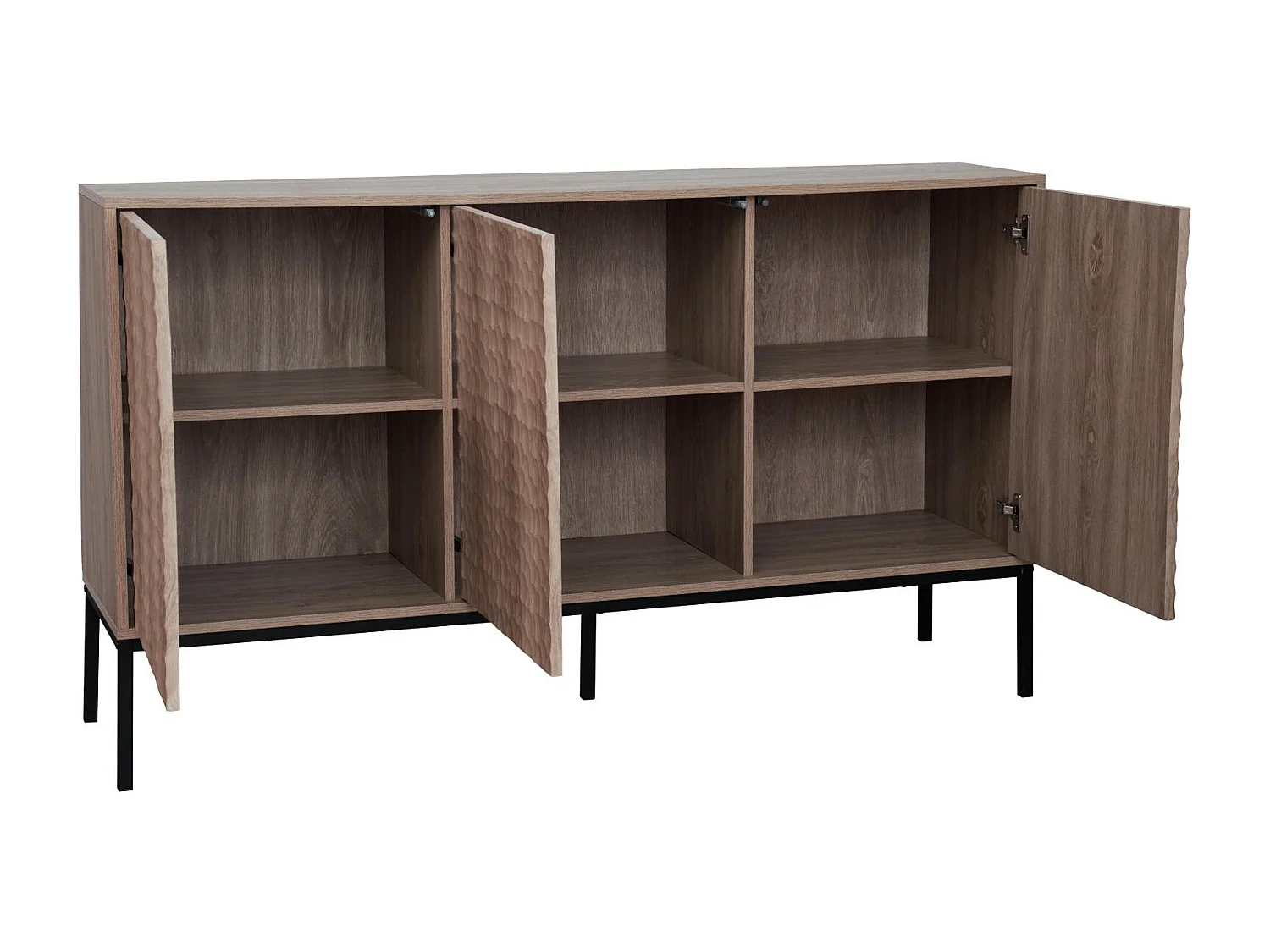 Buffet 3 portes moderne rectangulaire L147 cm bois foncé