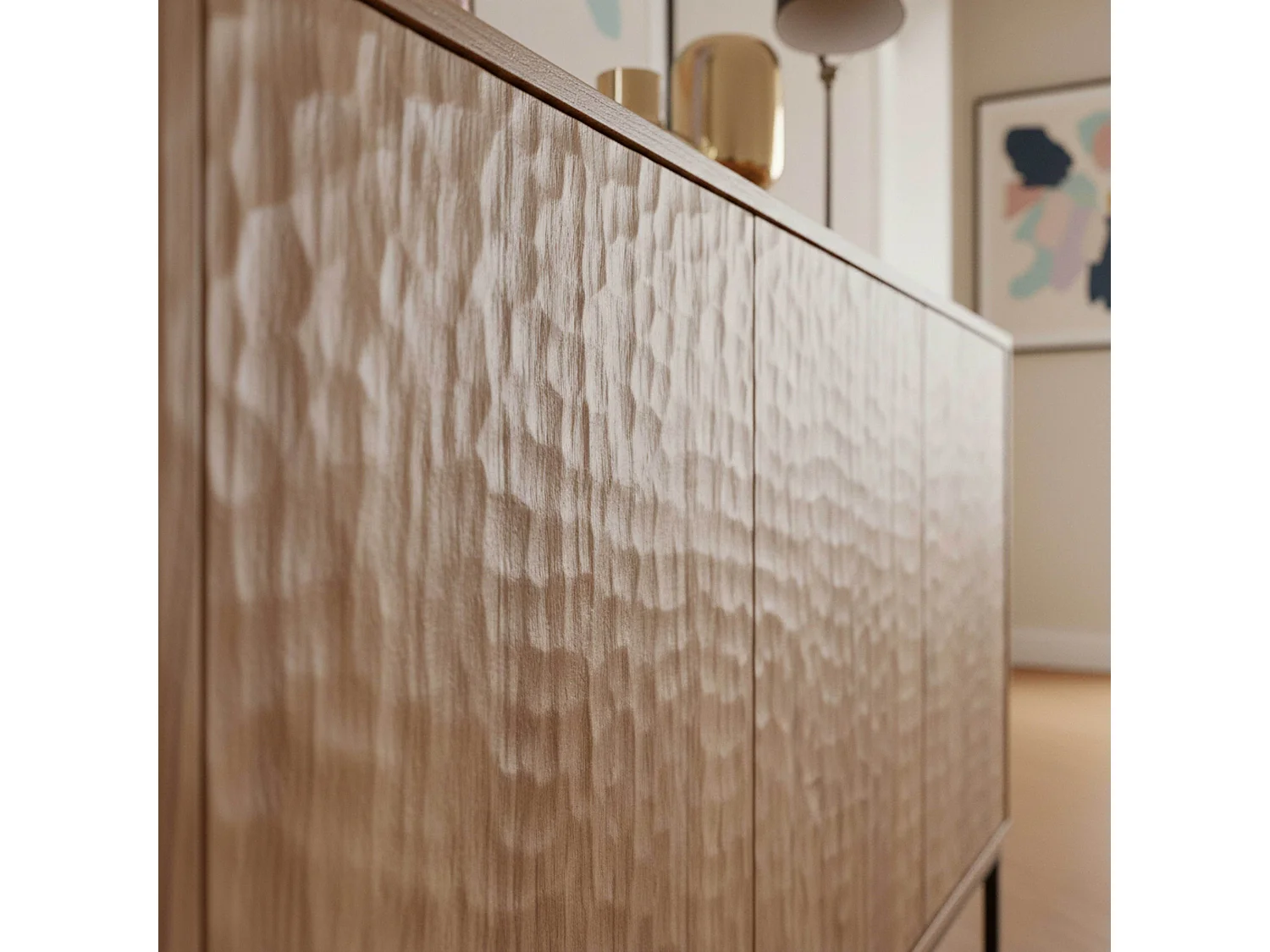 Buffet 3 portes moderne rectangulaire L147 cm bois foncé