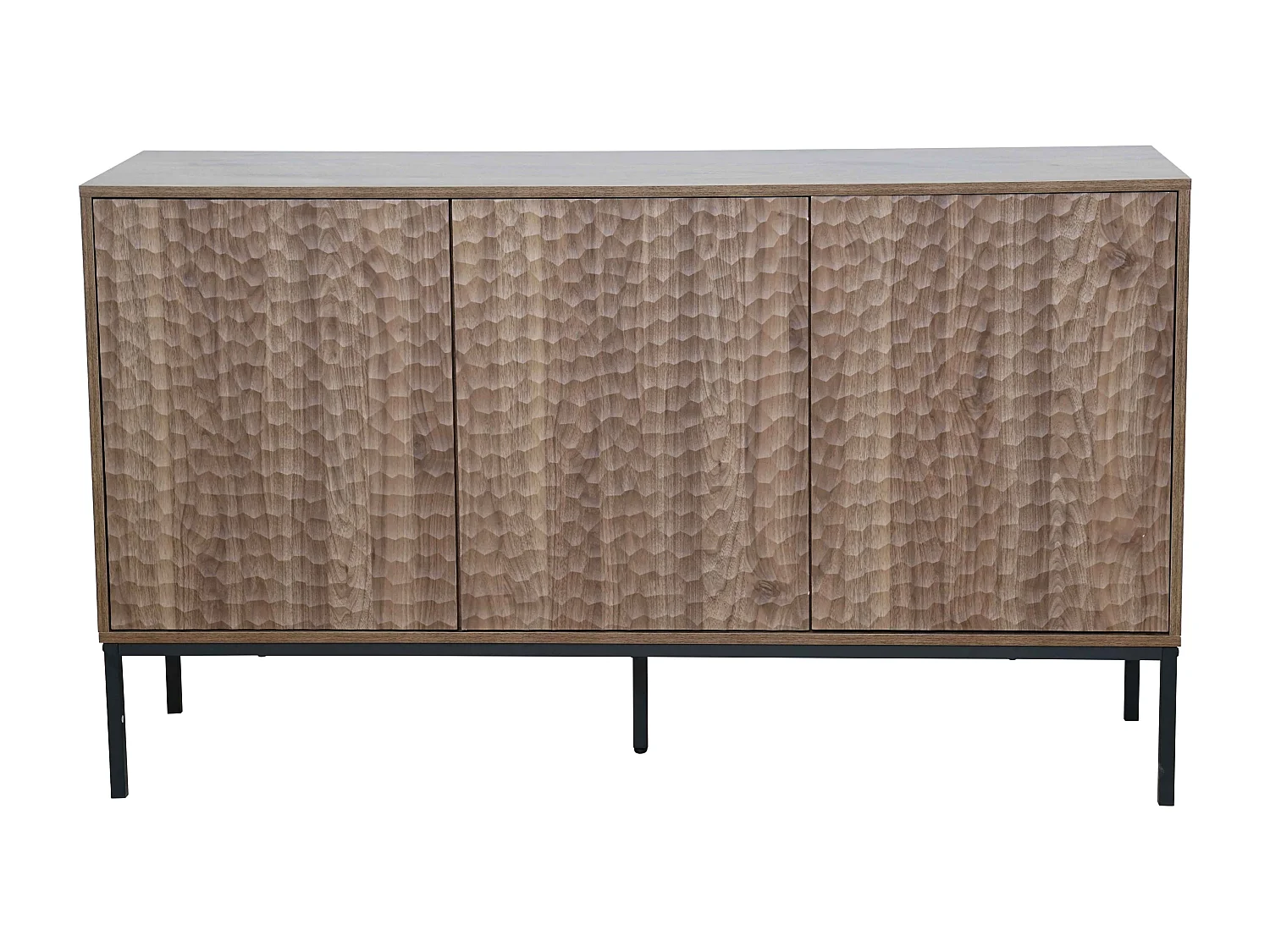 Buffet 3 portes moderne rectangulaire L147 cm bois foncé