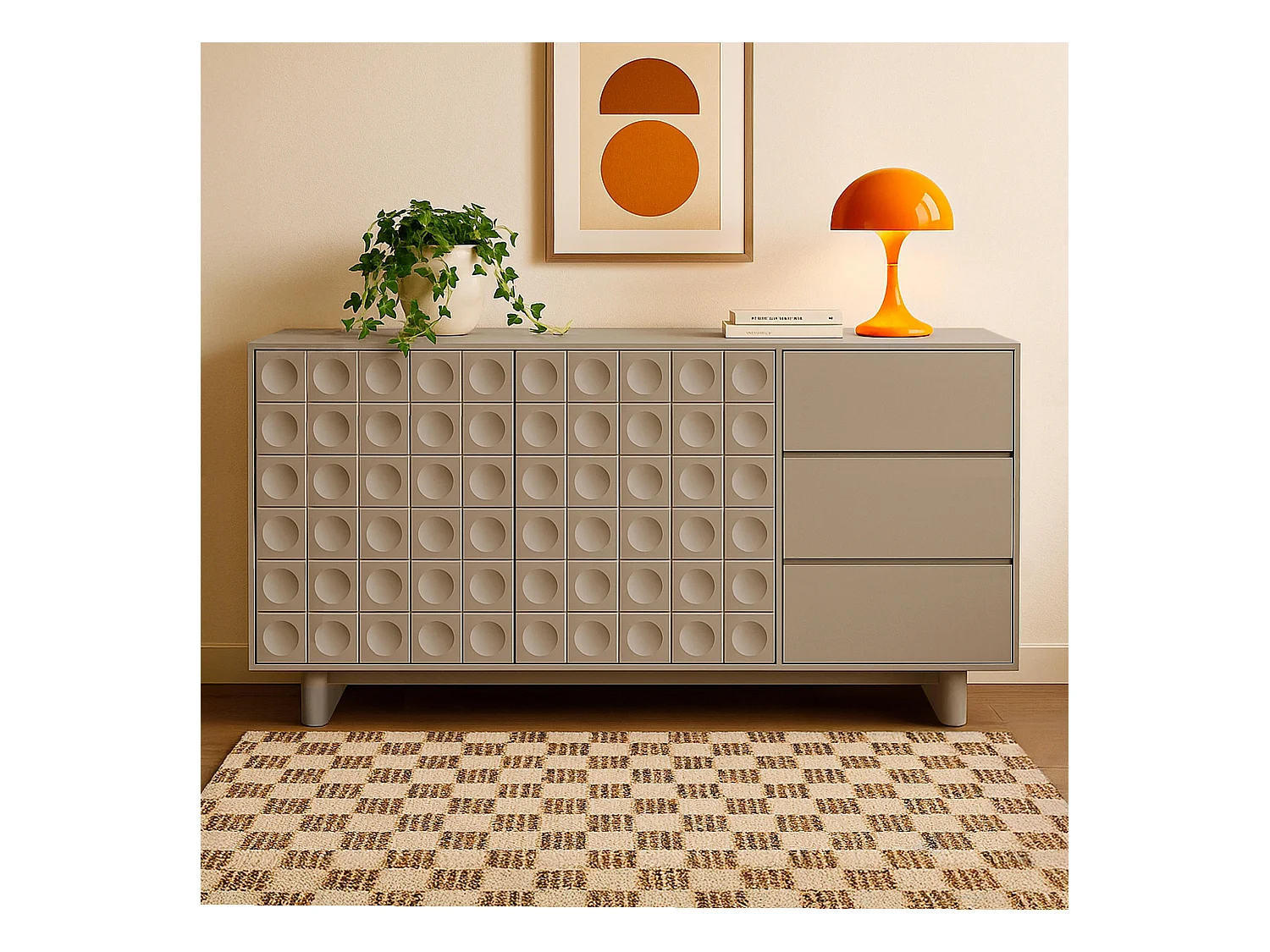 Buffet moderne rectangulaire L160 cm beige