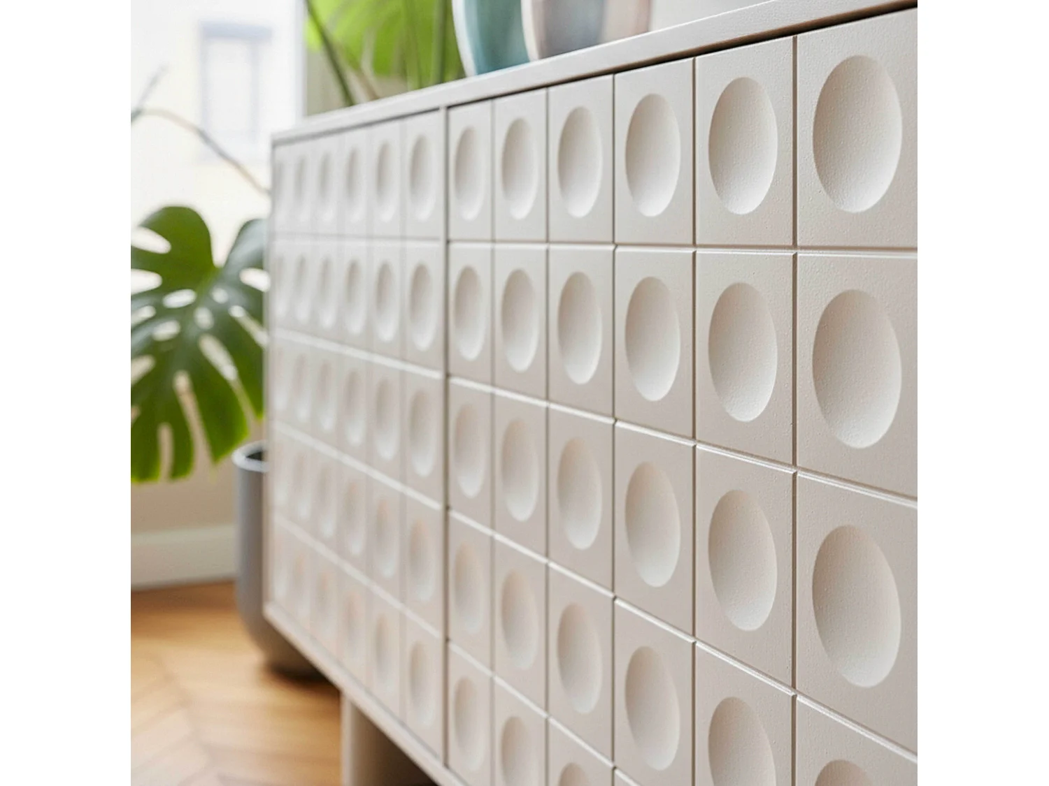 Buffet moderne rectangulaire L160 cm beige