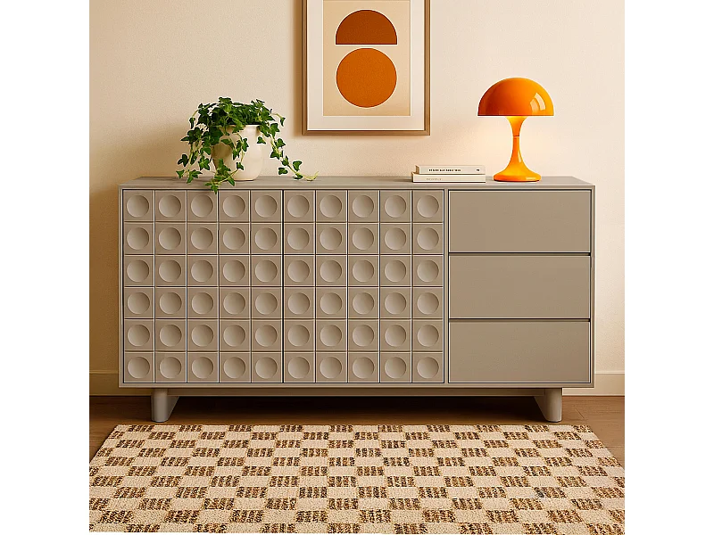 Buffet moderne rectangulaire L160 cm beige