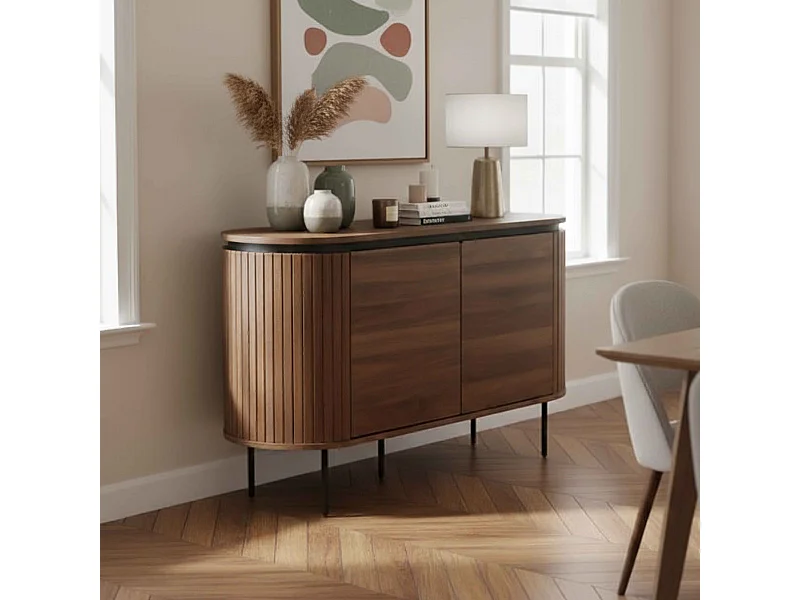 Buffet 2 portes moderne rectangulaire L120 cm bois foncé