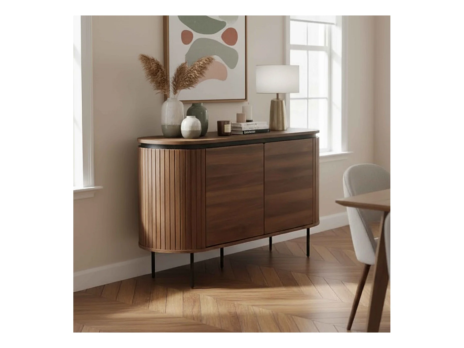 Buffet 2 portes moderne rectangulaire L120 cm bois foncé