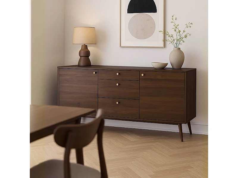 Donker Madeira design apparaat met 2 deuren en 3 cajones bruin