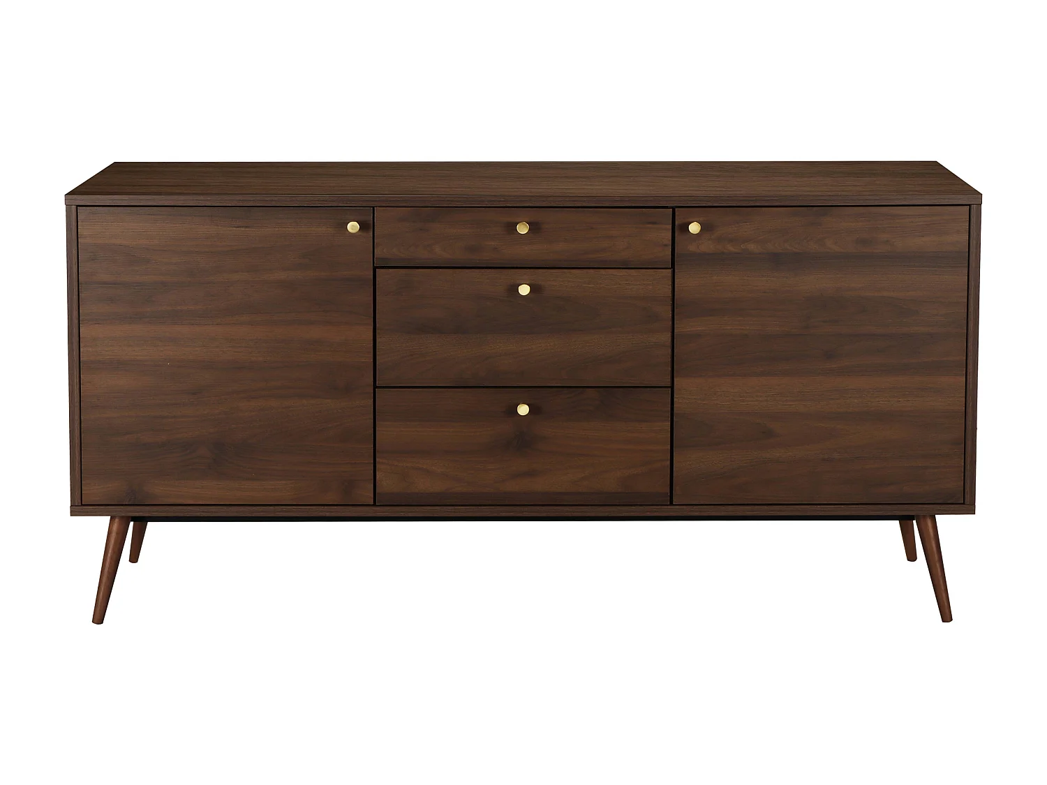 Buffet design effet bois foncé 2 portes 3 tiroirs 150 cm marron