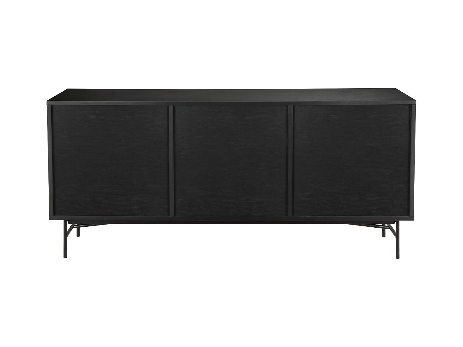 Buffet 2 portes et 3 tiroirs en mélaminé et acier 160 cm noir