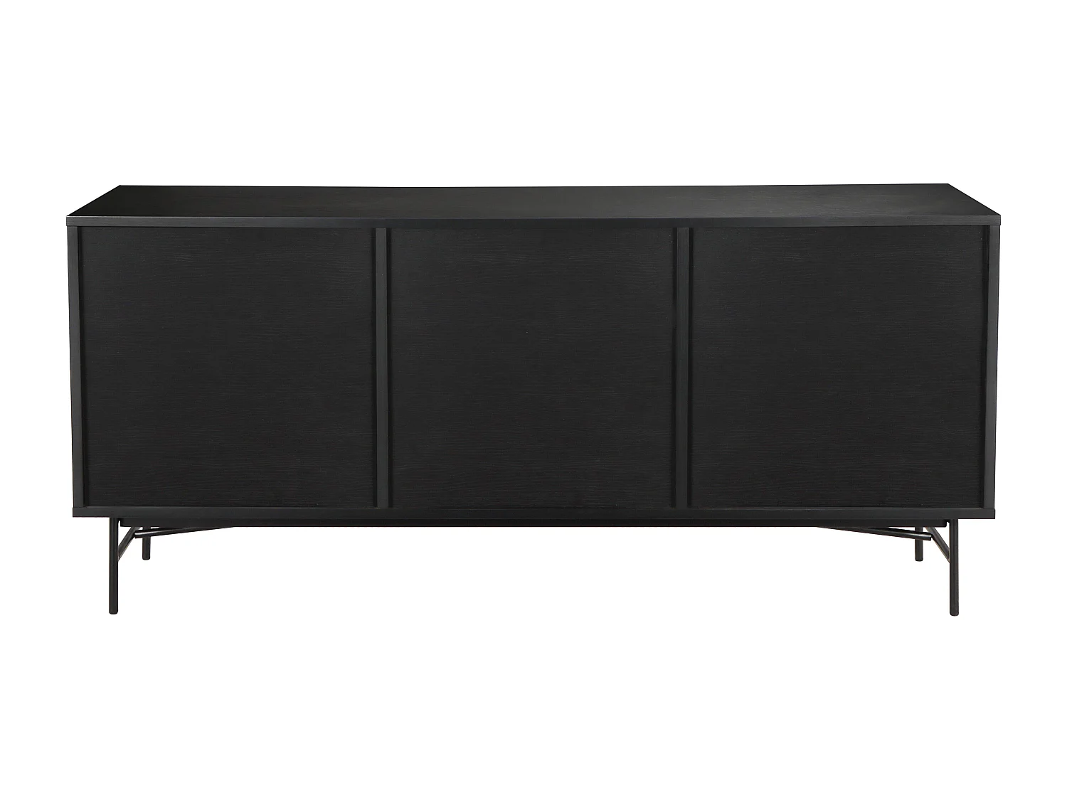 Buffet 2 portes et 3 tiroirs en mélaminé et acier 160 cm noir