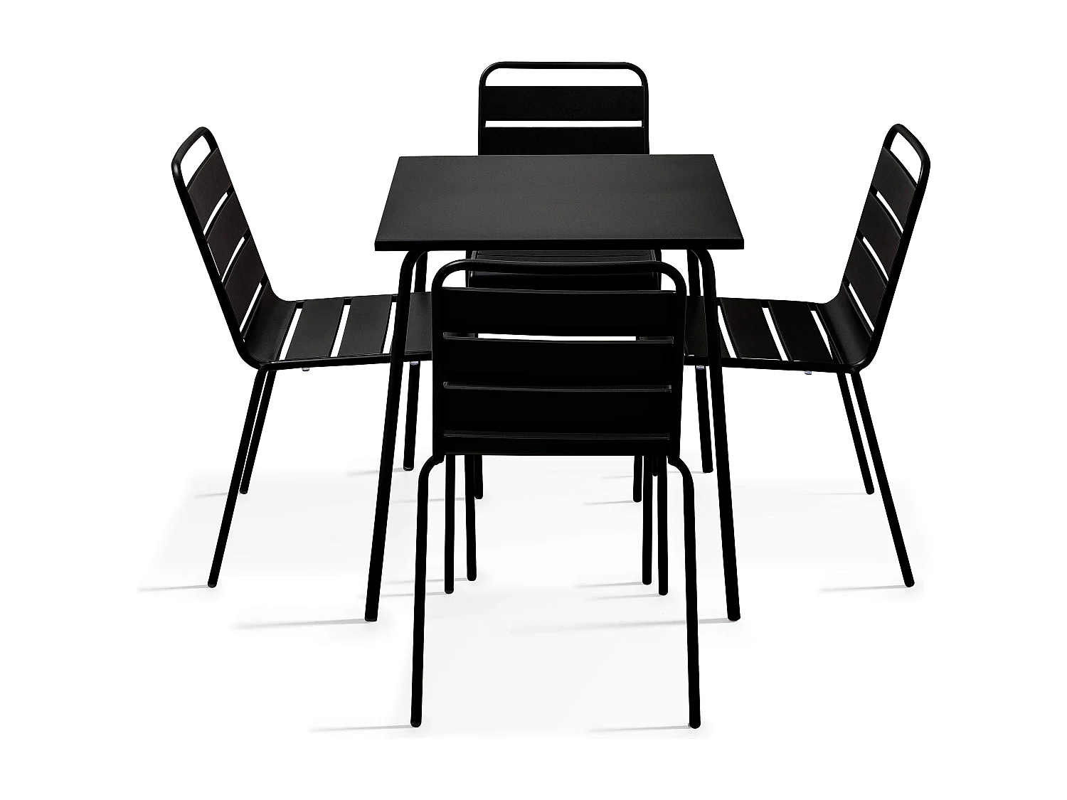 Ensemble table de jardin et 4 chaises en métal Noir - Palavas