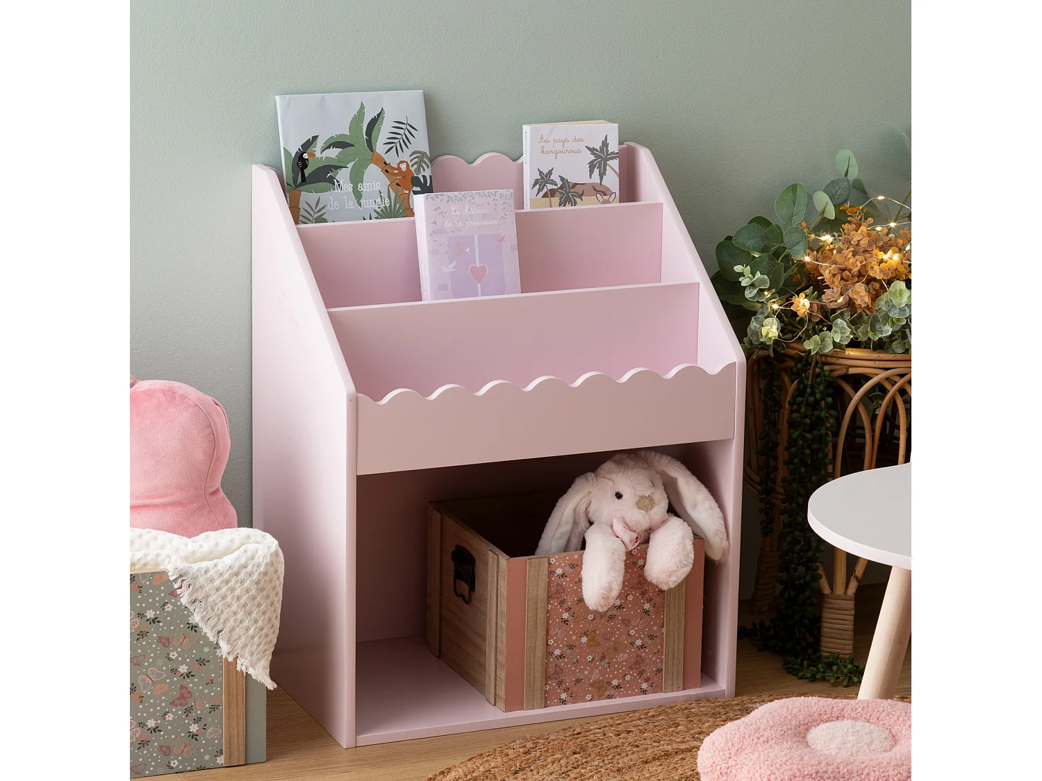 Bibliothèque Enfant "Festonnée" 60cm Rose
