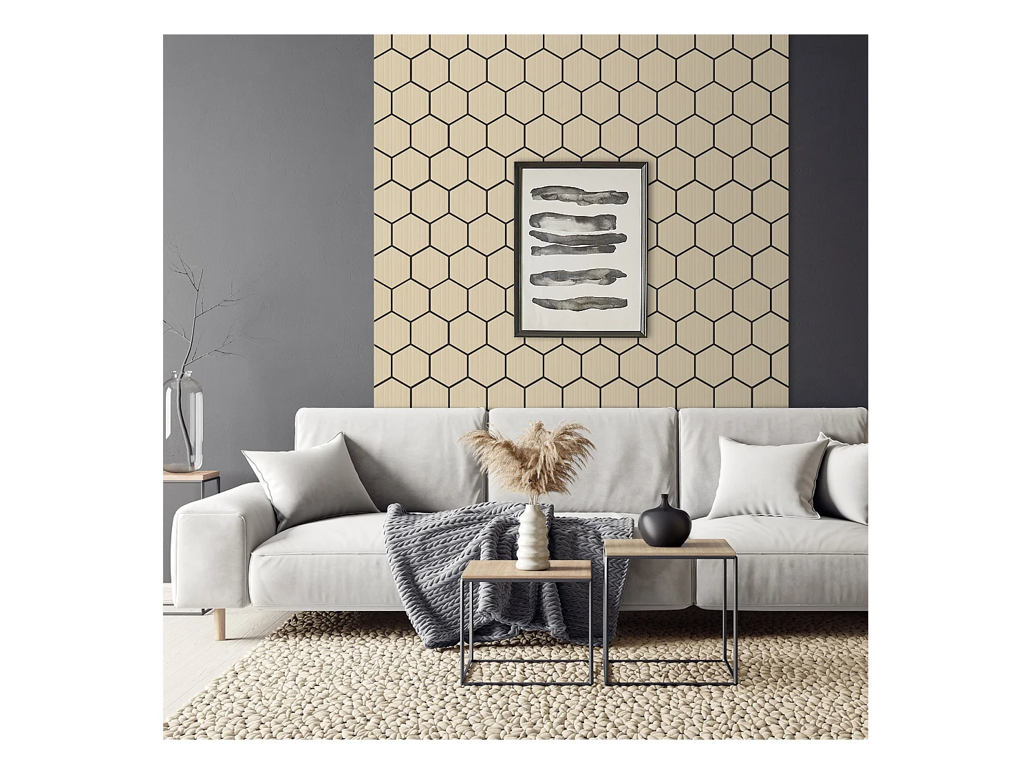 Lot de 2 panneaux acoustiques 66x81x2cm 1m² motif bois chêne hexagonal MDF isolation sonore dalle phonique insonorisante cloisons murales anti-bruit