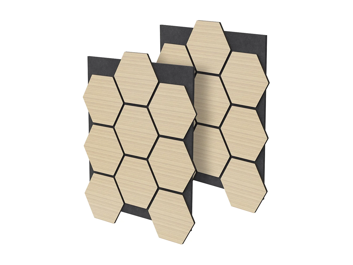 Lot de 2 panneaux acoustiques 66x81x2cm 1m² motif bois chêne hexagonal MDF isolation sonore dalle phonique insonorisante cloisons murales anti-bruit