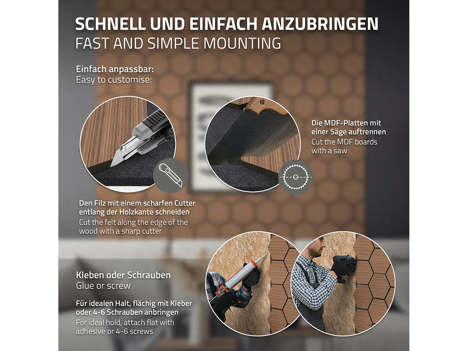 Lot de 2 panneaux acoustiques 66x81x2cm 1m² motif bois teck hexagonal MDF isolation sonore dalle phonique insonorisante cloisons murales anti-bruit