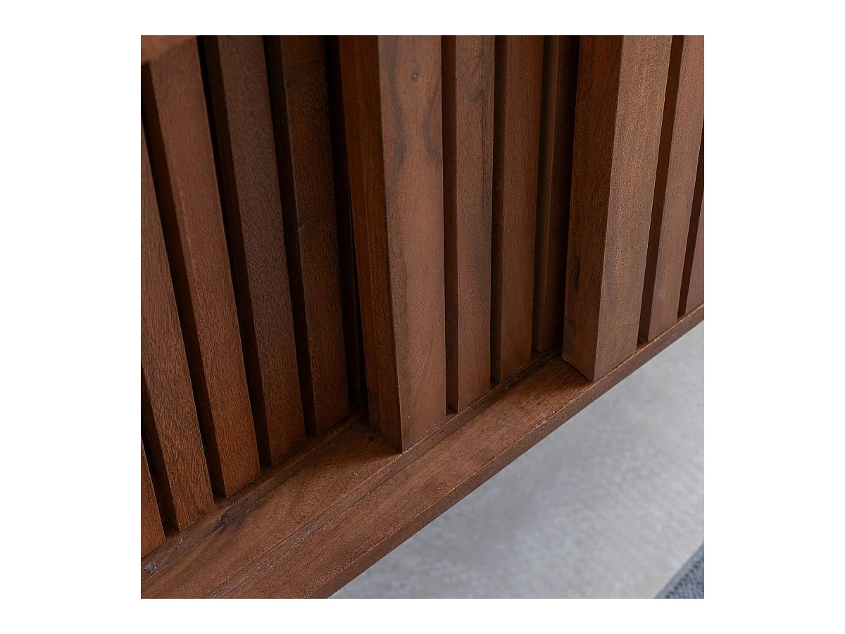 Meuble sous vasque en bois d'acacia et terrazzo Kaelis