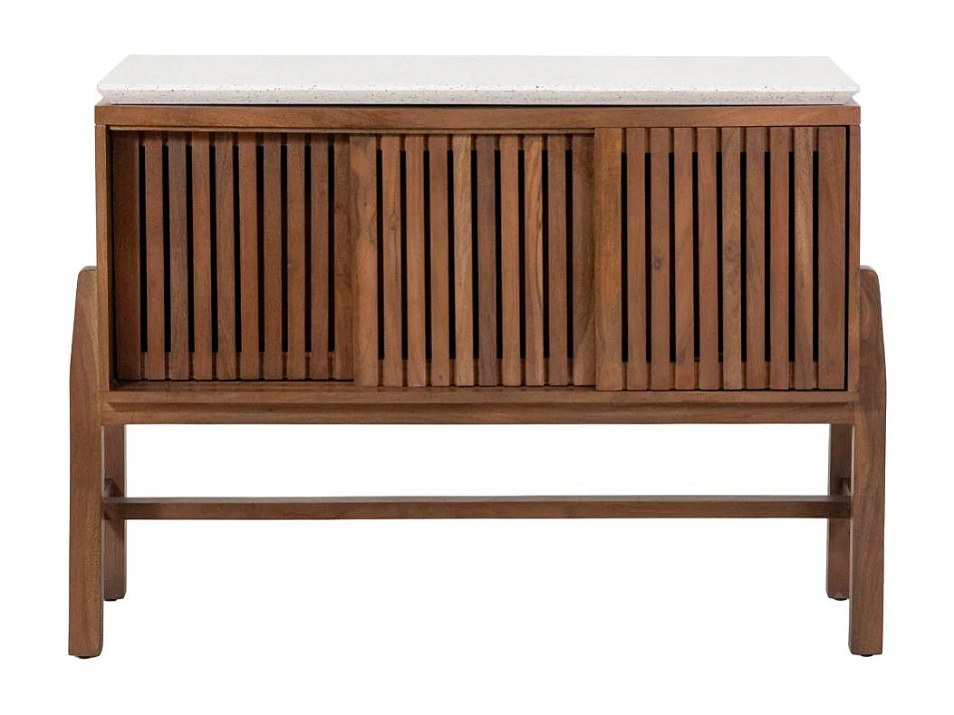 Mueble bajo lavabo de madera de acacia y terrazo Kaelis