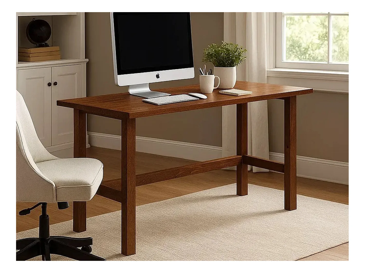 Biurko Nordic drewniane, kolor kasztan