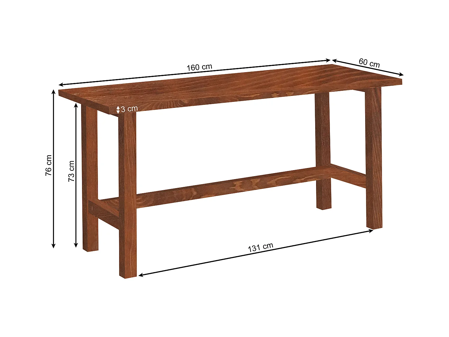 Biurko Nordic drewniane, kolor kasztan