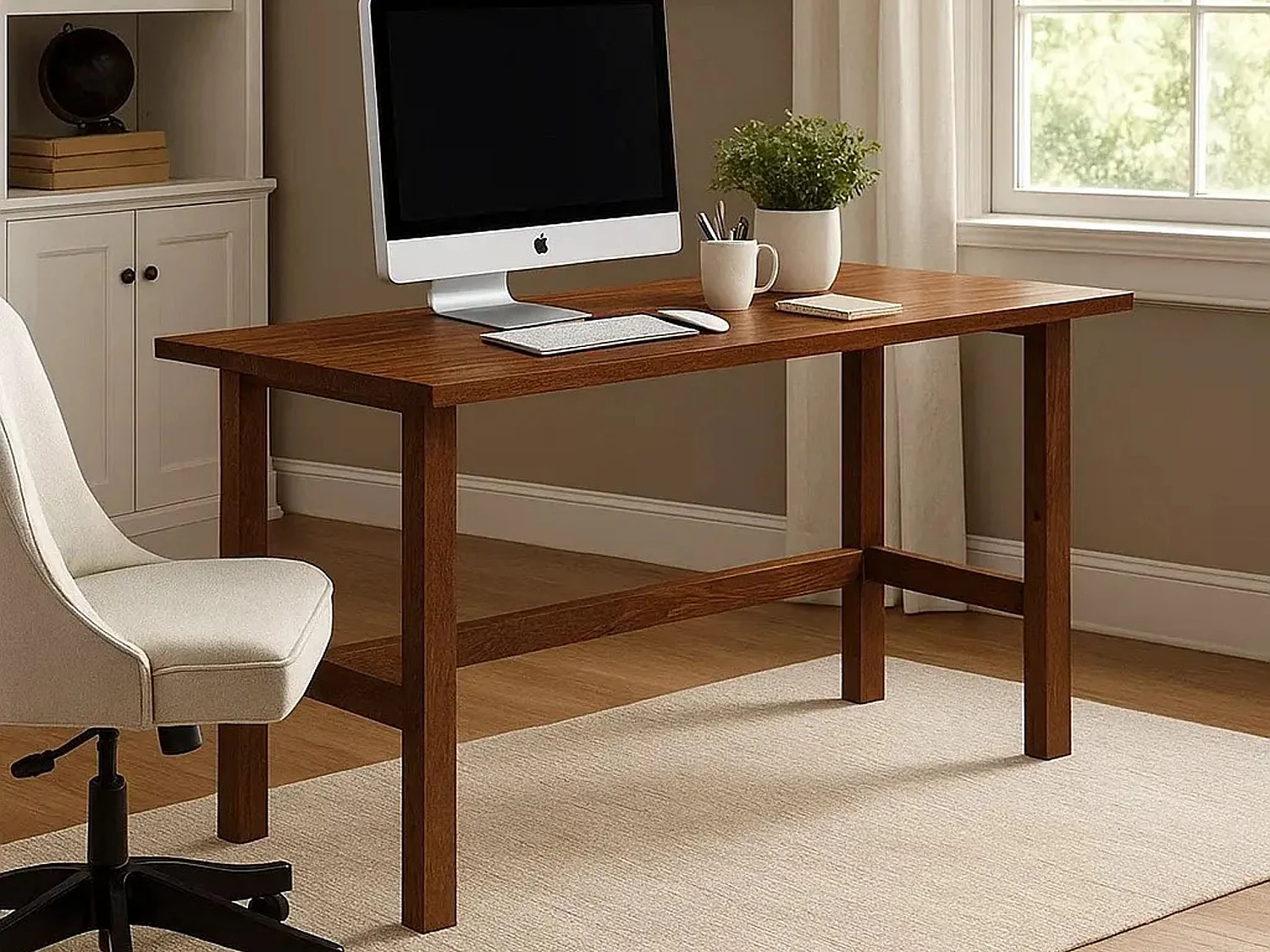 Biurko Nordic drewniane, kolor kasztan