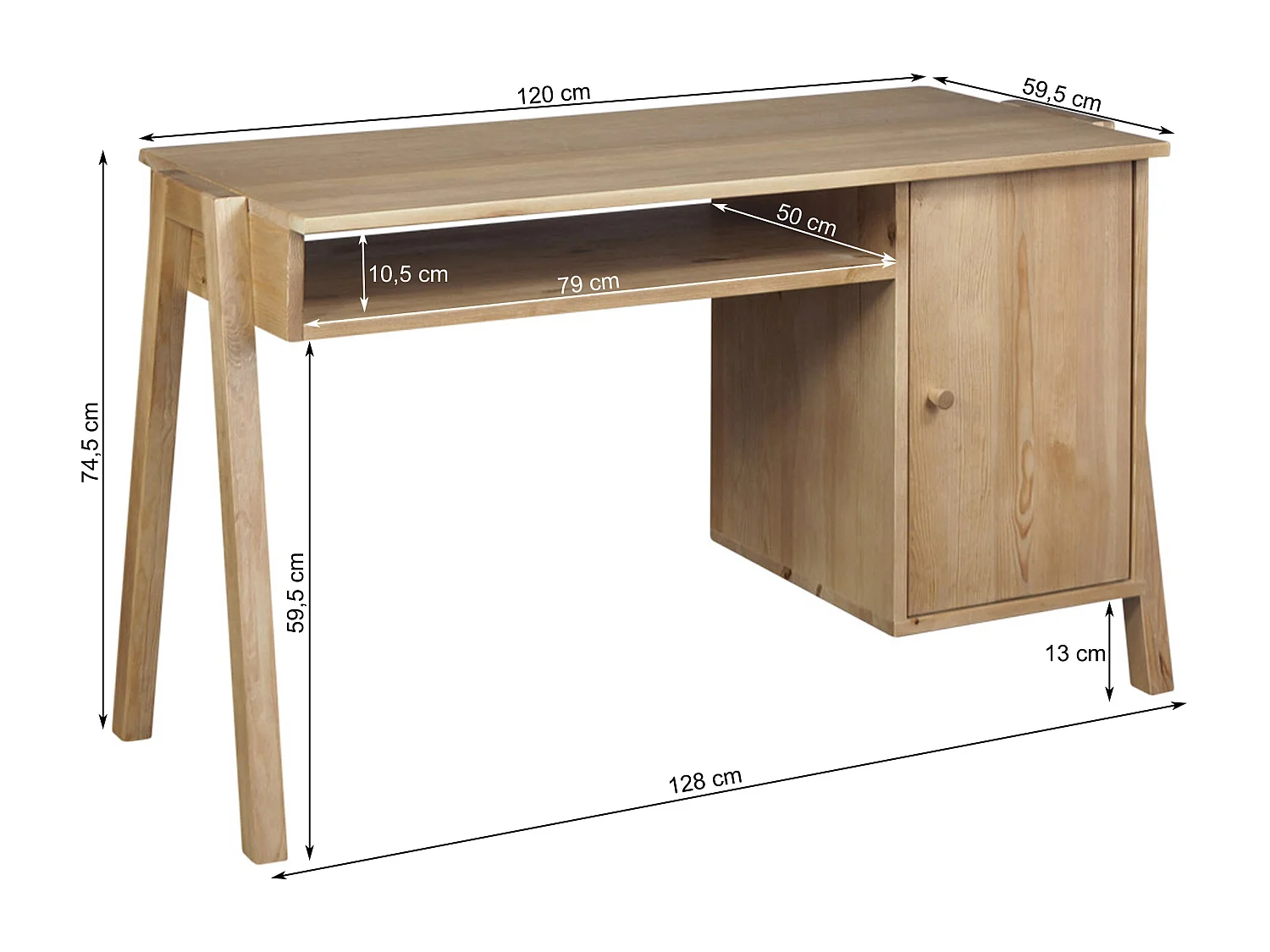 Biurko Oregon wood drewniane, kolor dębowy