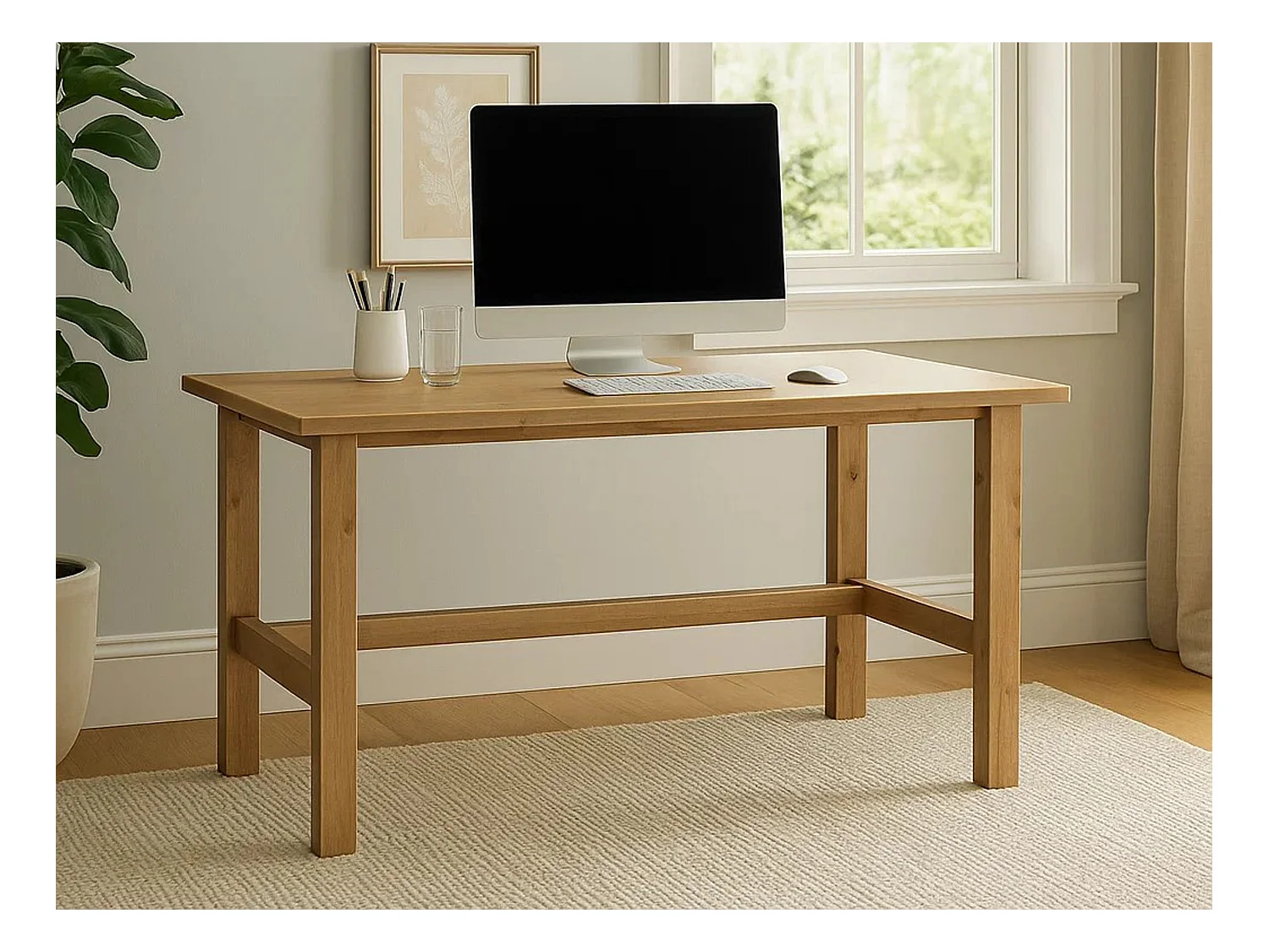 Biurko Nordic drewniane, kolor dębowy