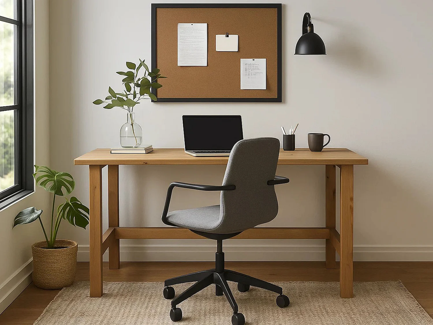 Biurko Nordic drewniane, kolor dębowy