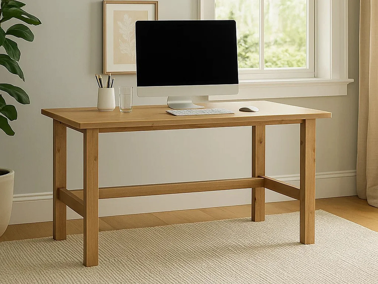 Biurko Nordic drewniane, kolor dębowy