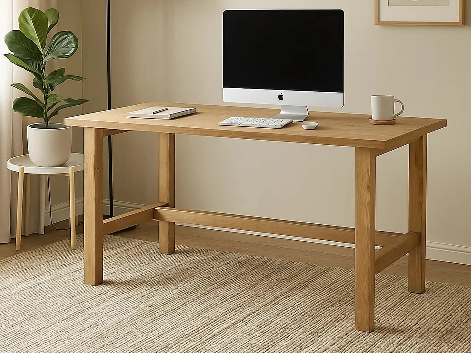 Biurko Nordic drewniane, kolor dębowy