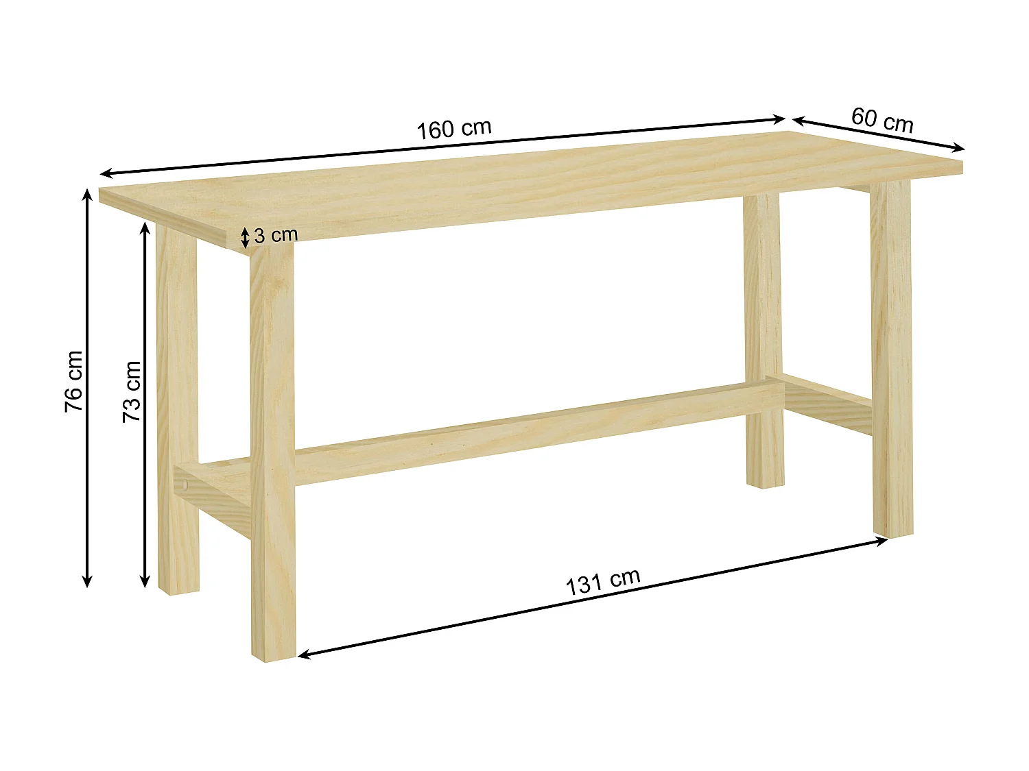 Biurko Nordic drewniane, kolor sosnowy