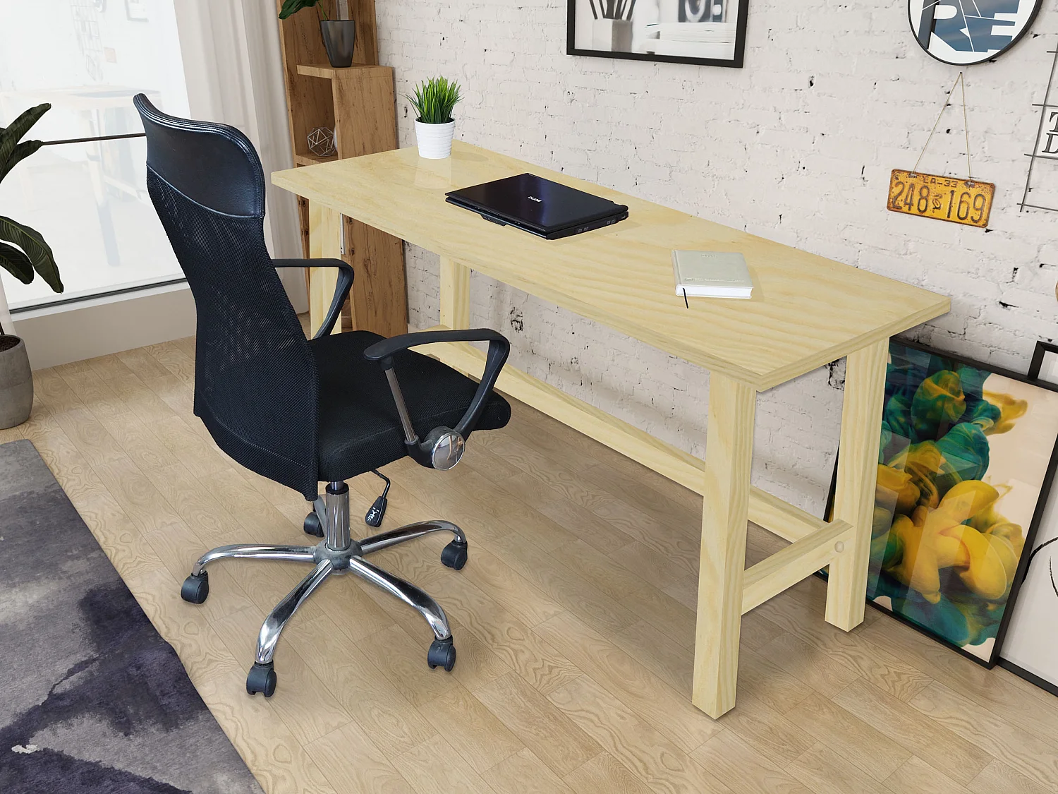 Biurko Nordic drewniane, kolor sosnowy