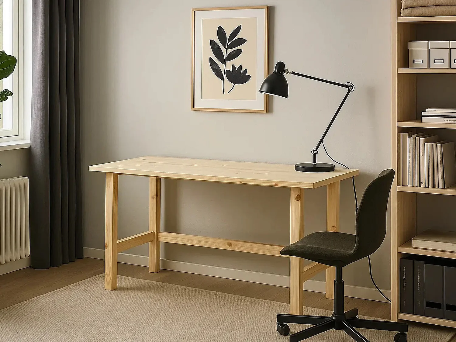 Biurko Nordic drewniane, kolor sosnowy