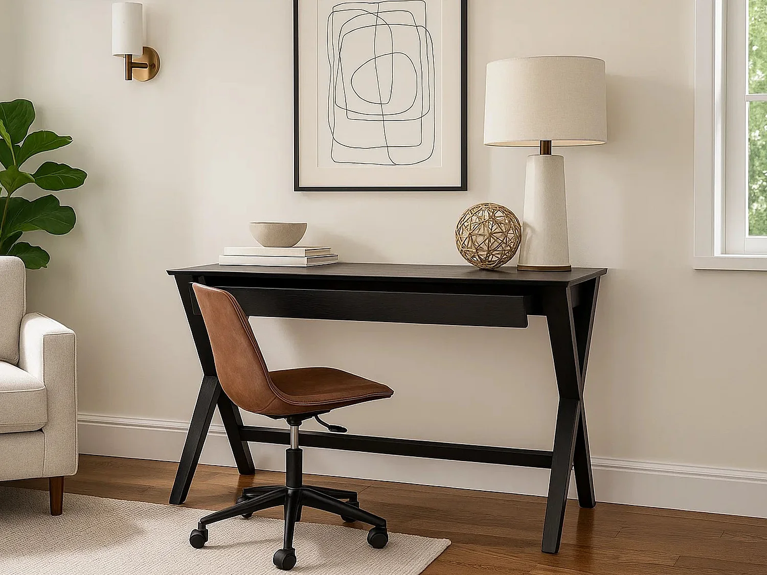 Biurko Shadow 120 cm z szufladą, kolor czarny