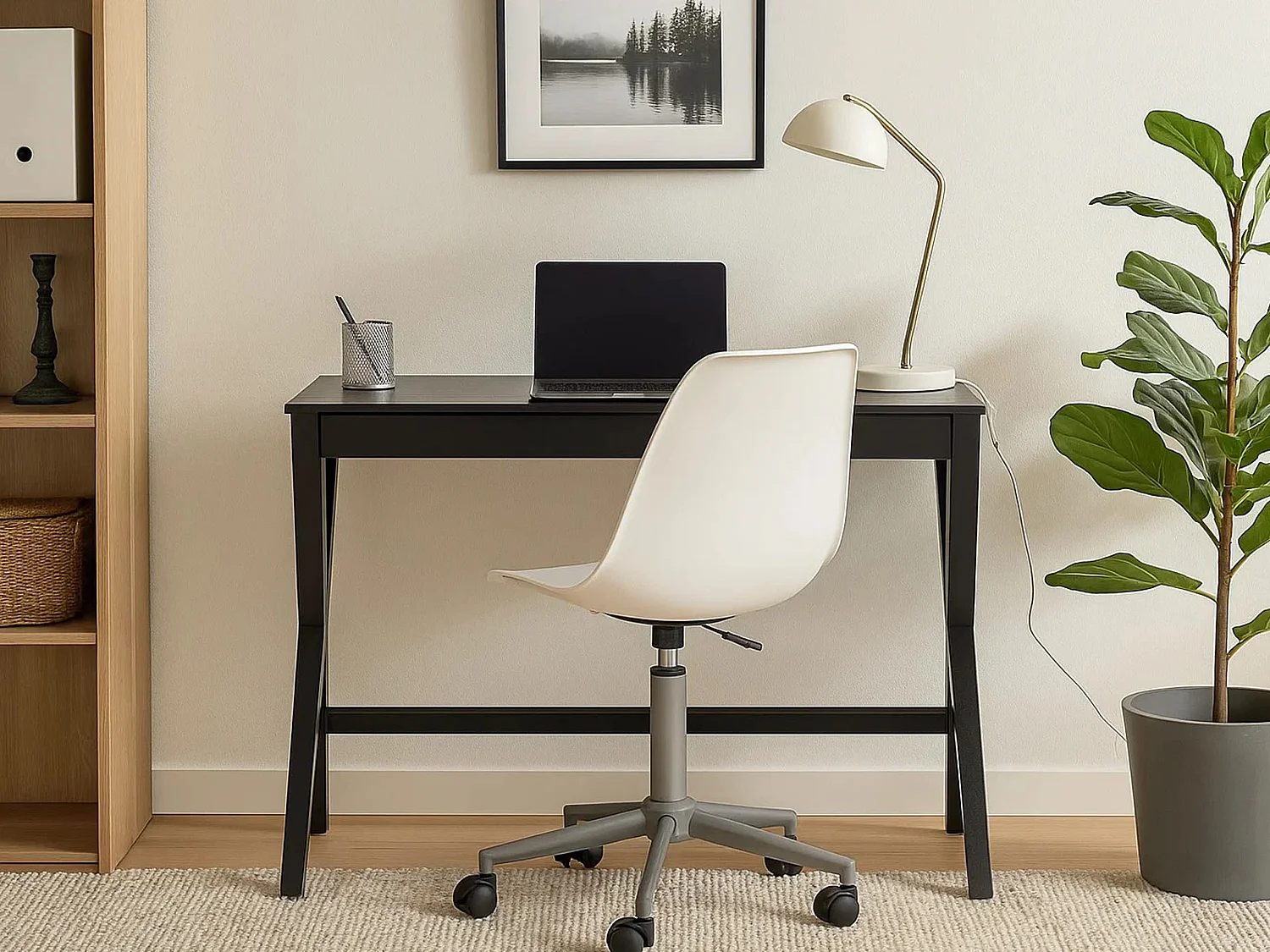 Biurko Shadow 120 cm z szufladą, kolor czarny