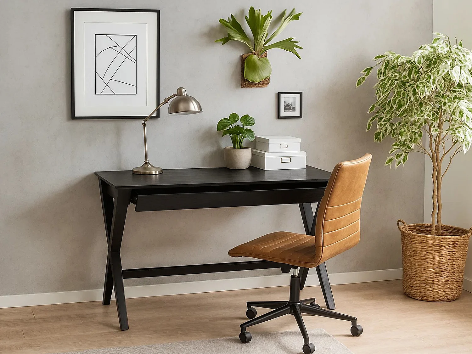 Biurko Shadow 120 cm z szufladą, kolor czarny