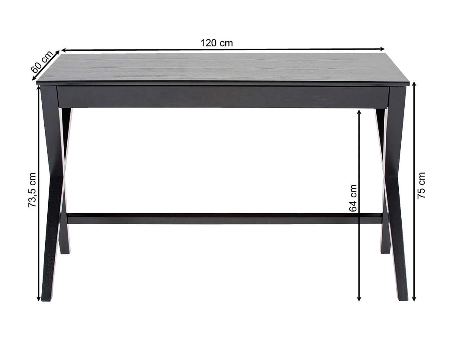 Biurko Shadow 120 cm z szufladą, kolor czarny