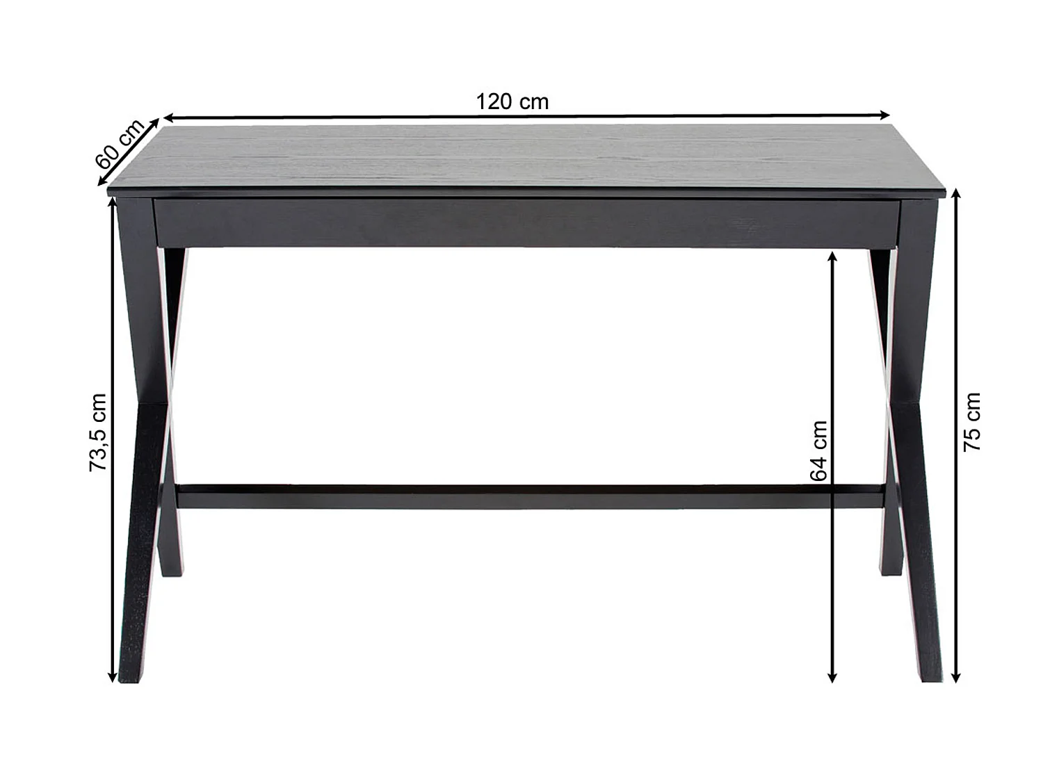 Biurko Shadow 120 cm z szufladą, kolor czarny