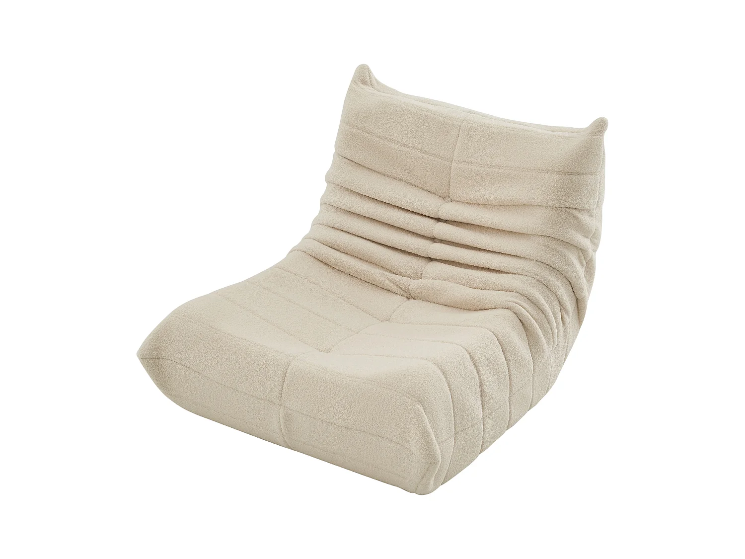 Fauteuil paresseux en peluche beige, tissu d'agneau doux, léger et portable, rembourrage haute densité, idéal salon, chambre ou bureau