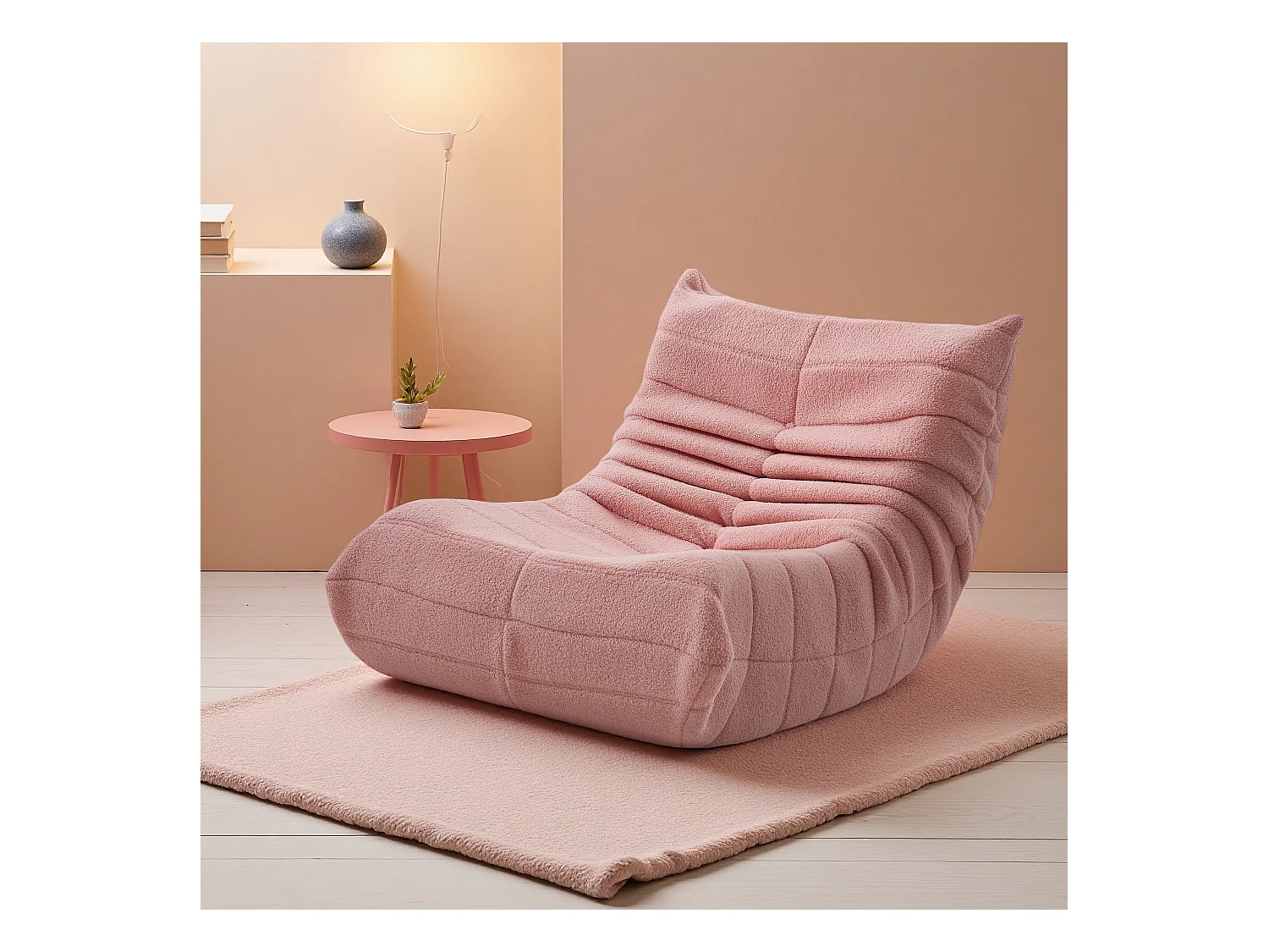 Sillón de felpa rosa, suave piel de cordero, ligero y portátil, acolchado de alta densidad, ideal para sala de estar, dormitorio u oficina.